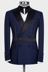 Townsend Stylish Navy Blue Peaked Lapel Double-Breasted Prom Outfit for Men